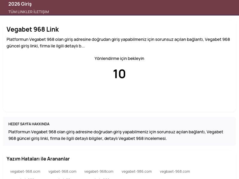 Vegabet 968 Link - 2026 Giriş - Ekran Görüntüsü