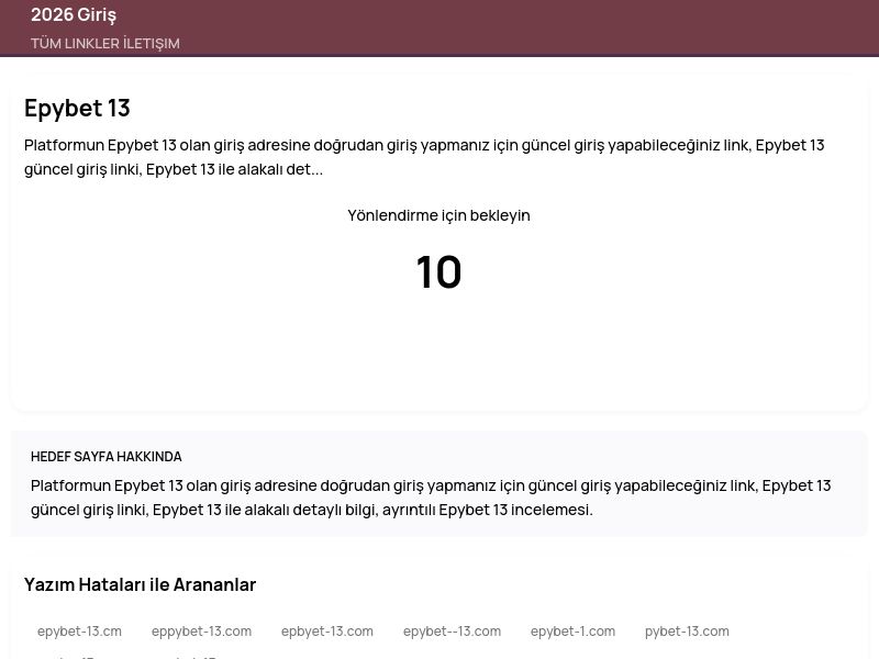 Epybet 13 - 2026 Giriş - Ekran Görüntüsü
