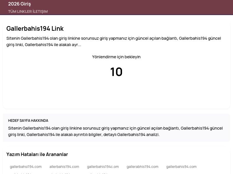 Gallerbahis194 Link - 2026 Giriş - Ekran Görüntüsü