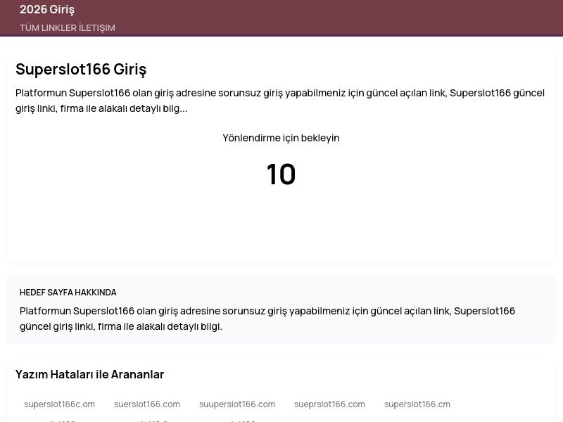 Superslot166 Giriş - 2026 Giriş - Ekran Görüntüsü
