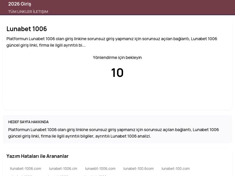 Lunabet 1006 - 2026 Giriş - Ekran Görüntüsü