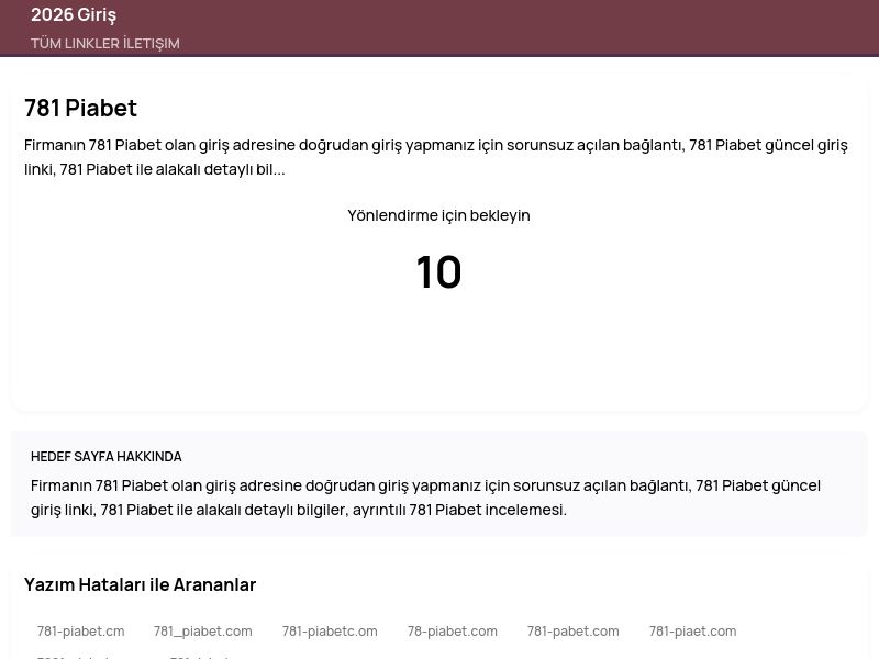 781 Piabet - 2026 Giriş - Ekran Görüntüsü
