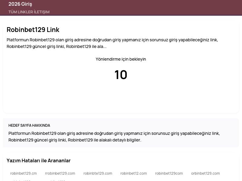 Robinbet129 Link - 2026 Giriş - Ekran Görüntüsü