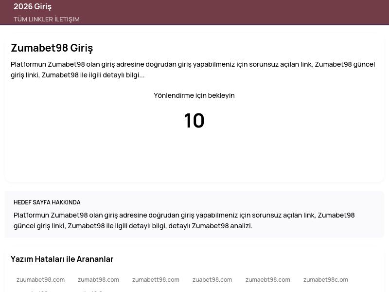 Zumabet98 Giriş - 2026 Giriş - Ekran Görüntüsü