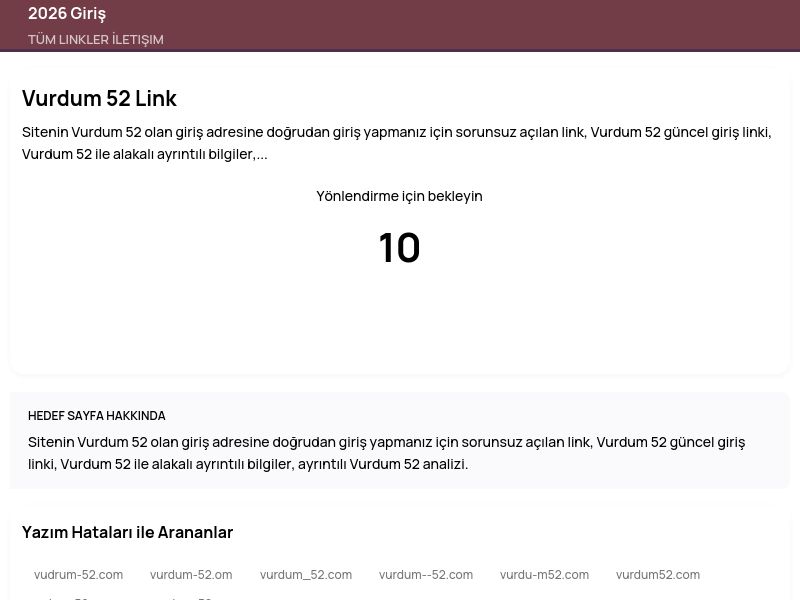 Vurdum 52 Link - 2026 Giriş - Ekran Görüntüsü
