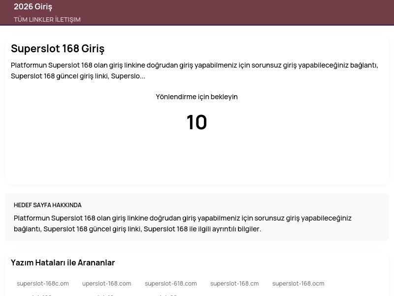 Superslot 168 Giriş - 2026 Giriş - Ekran Görüntüsü