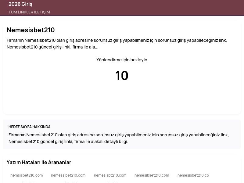 Nemesisbet210 - 2026 Giriş - Ekran Görüntüsü
