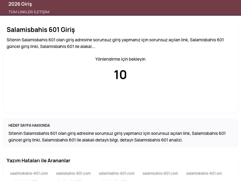 Salamisbahis 601 Giriş - 2026 Giriş - Ekran Görüntüsü