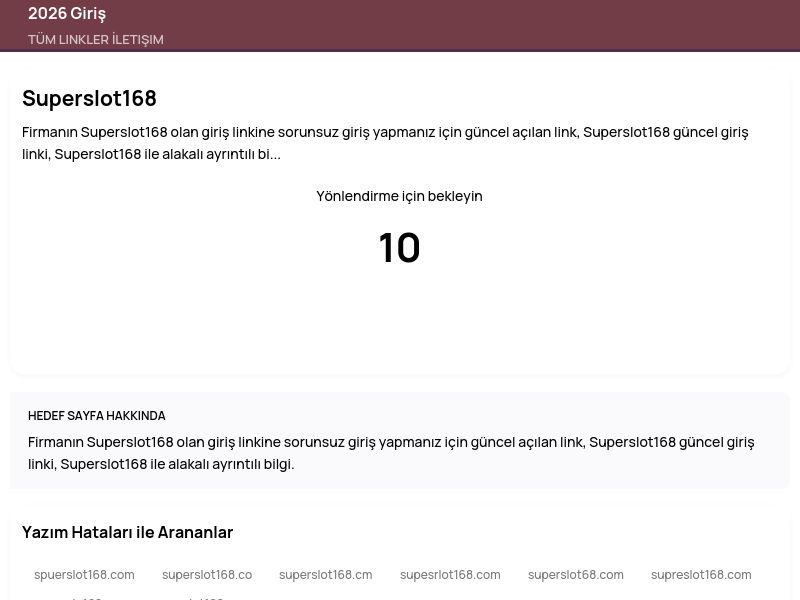 Superslot168 - 2026 Giriş - Ekran Görüntüsü