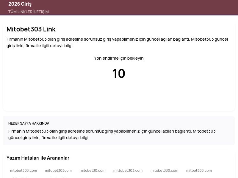 Mitobet303 Link - 2026 Giriş - Ekran Görüntüsü