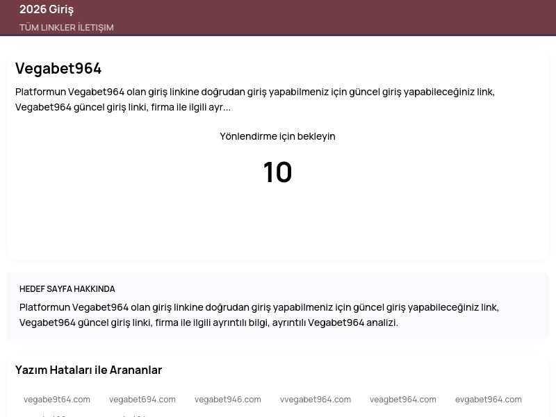 Vegabet964 - 2026 Giriş - Ekran Görüntüsü
