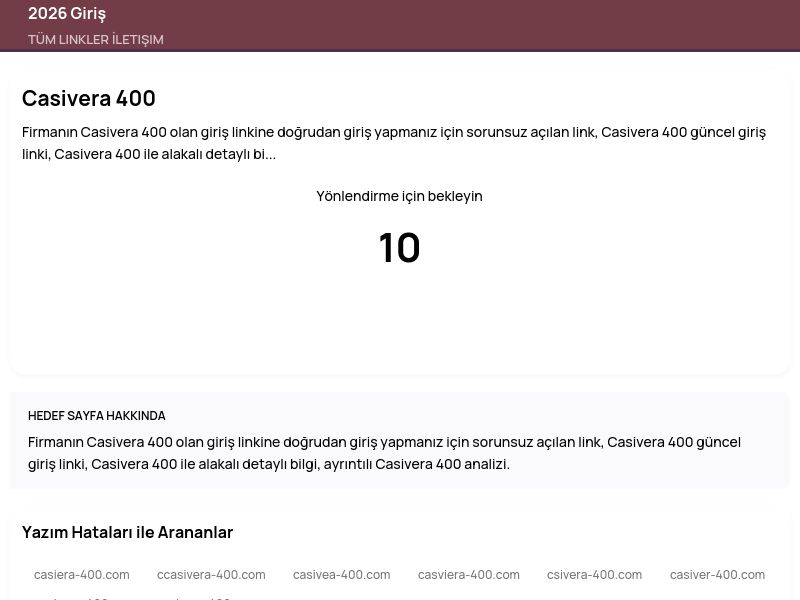 Casivera 400 - 2026 Giriş - Ekran Görüntüsü