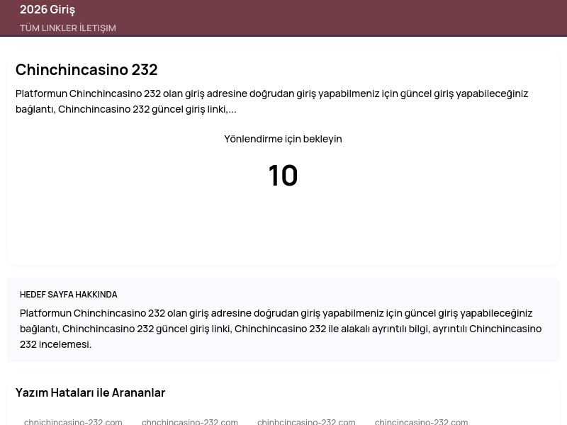Chinchincasino 232 - 2026 Giriş - Ekran Görüntüsü