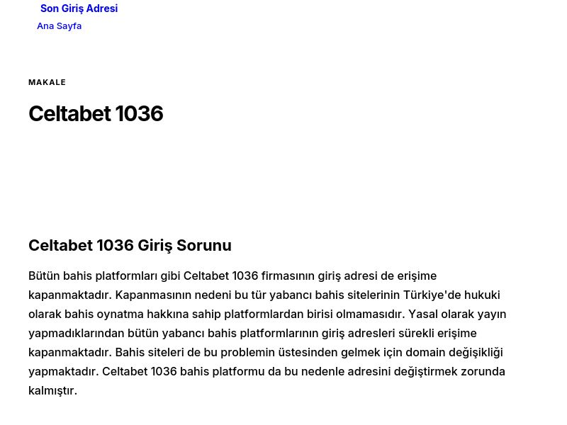 Celtabet 1036 - Son Giriş Adresi - Ekran Görüntüsü