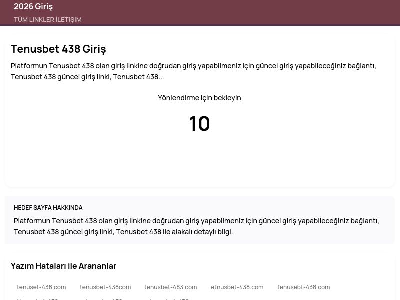 Tenusbet 438 Giriş - 2026 Giriş - Ekran Görüntüsü