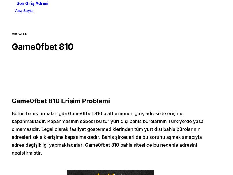 Game0fbet 810 - Son Giriş Adresi - Ekran Görüntüsü