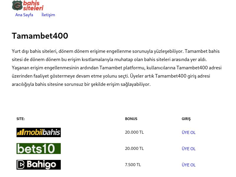 Tamambet - Tamambet400 - Ekran Görüntüsü