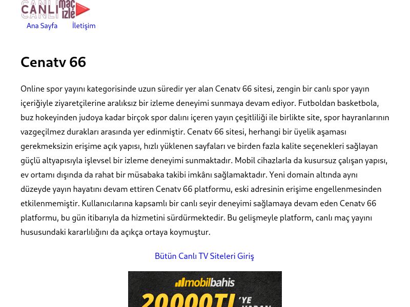 Cenatv 66 Giriş Bilgileri - Ekran Görüntüsü