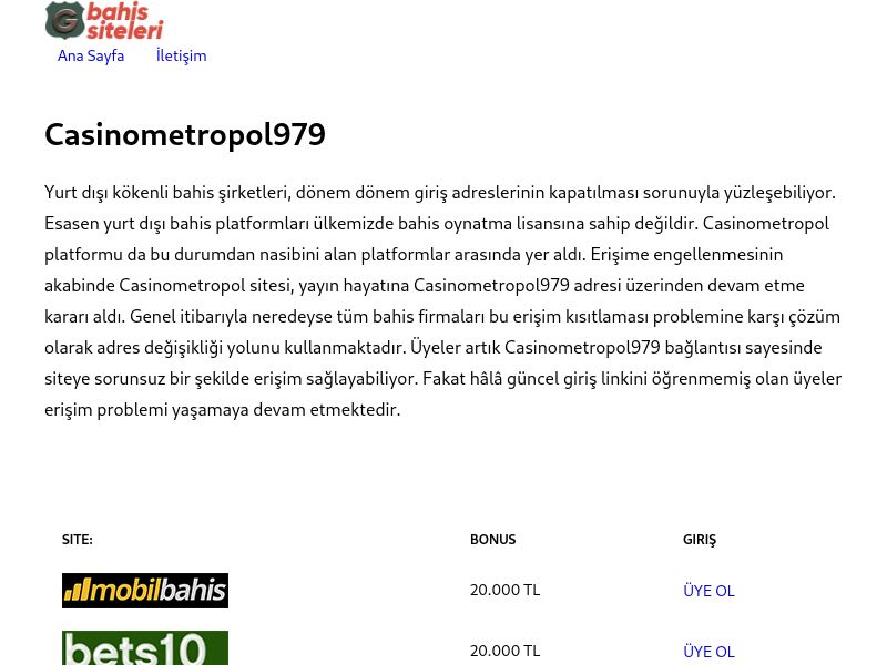 Casinometropol979 - Casinometropol Yeni Giriş Adresi - Ekran Görüntüsü