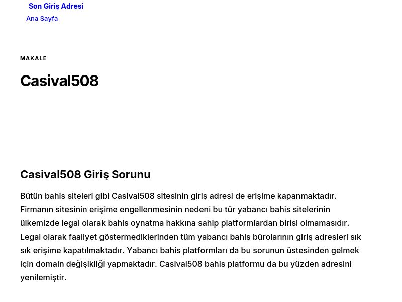 Casival508 - Son Giriş Adresi - Ekran Görüntüsü