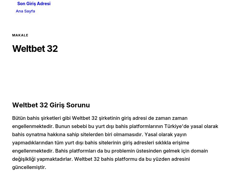 Weltbet 32 - Son Giriş Adresi - Ekran Görüntüsü