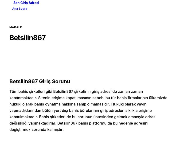 Betsilin867 - Son Giriş Adresi - Ekran Görüntüsü