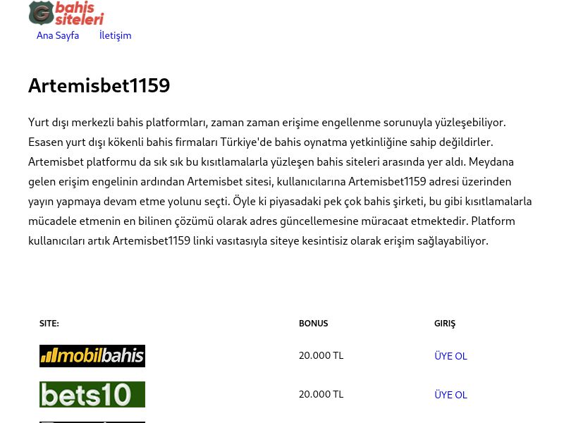 Artemisbet1159 - Ekran Görüntüsü