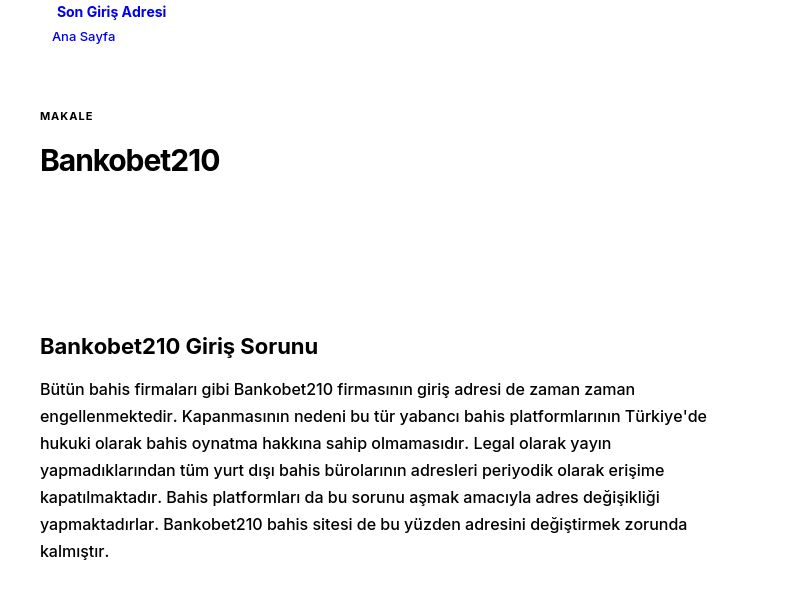 Bankobet210 - Son Giriş Adresi - Ekran Görüntüsü