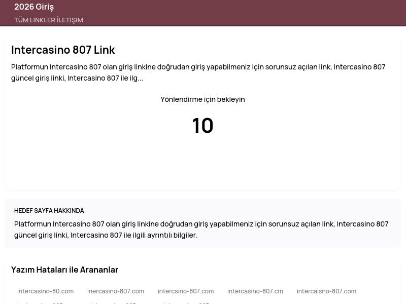 Intercasino 807 Link - 2026 Giriş - Ekran Görüntüsü