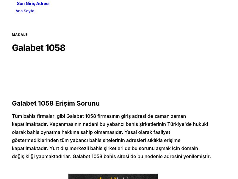 Galabet 1058 - Son Giriş Adresi - Ekran Görüntüsü