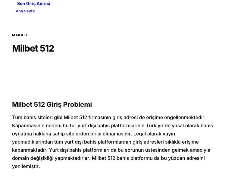 Milbet 512 - Son Giriş Adresi - Ekran Görüntüsü