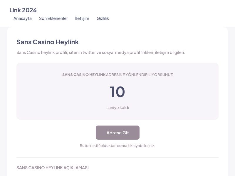 Sans Casino Heylink - Link 2026 - Ekran Görüntüsü