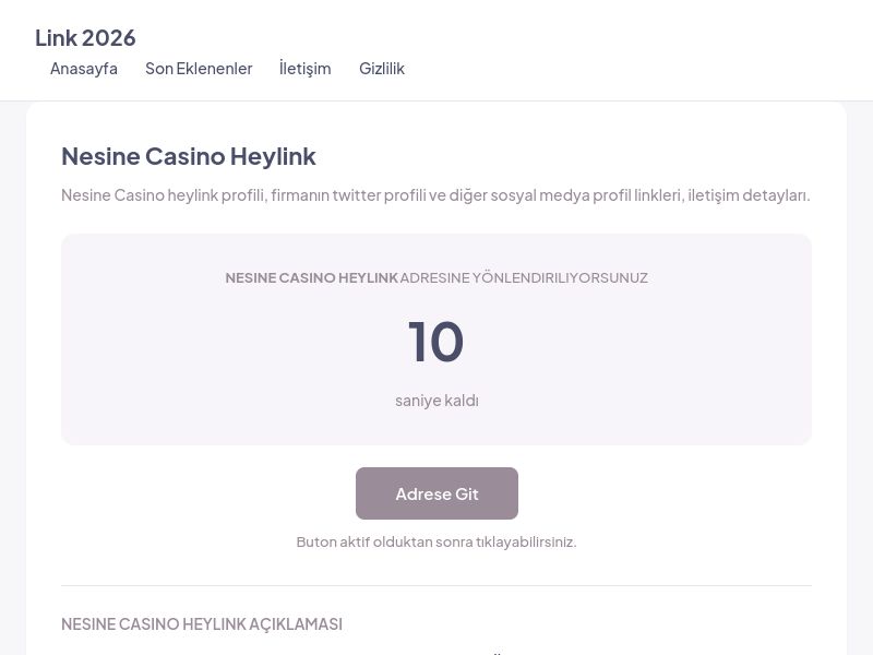 Nesine Casino Heylink - Link 2026 - Ekran Görüntüsü