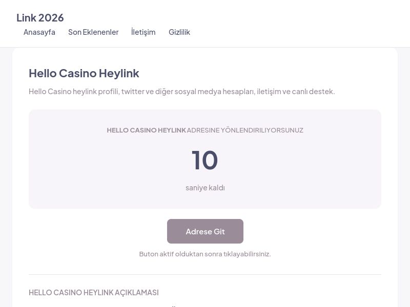 Hello Casino Heylink - Link 2026 - Ekran Görüntüsü