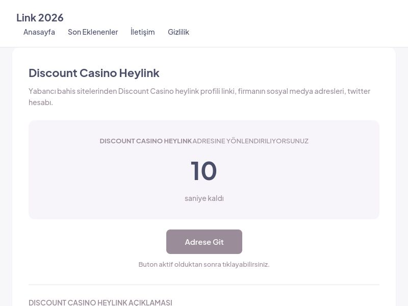 Discount Casino Heylink - Link 2026 - Ekran Görüntüsü