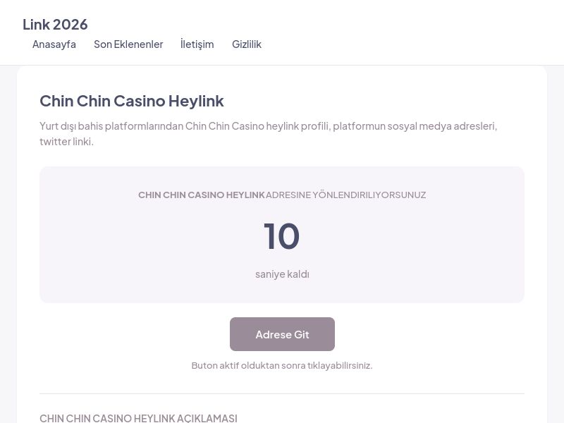 Chin Chin Casino Heylink - Link 2026 - Ekran Görüntüsü
