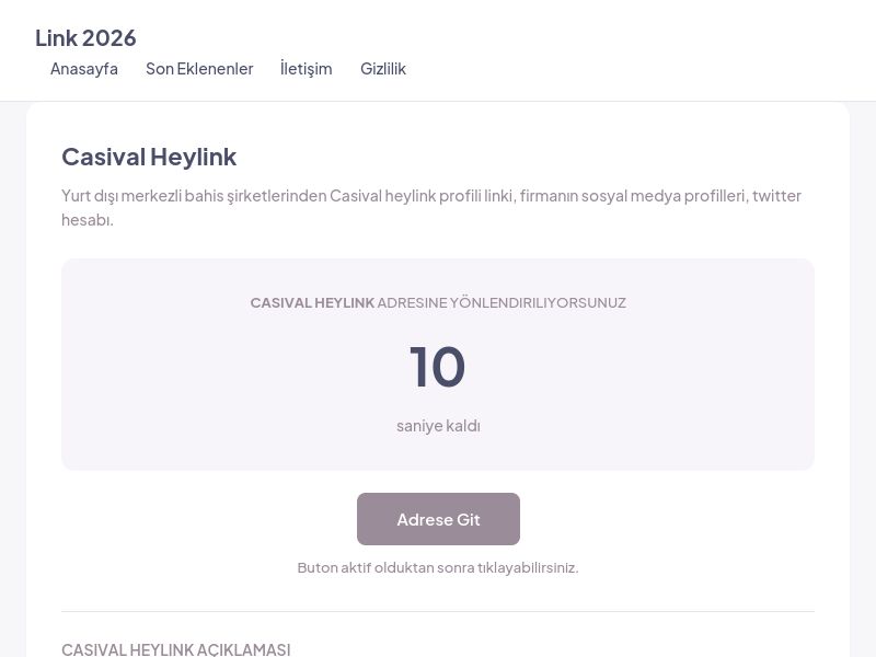 Casival Heylink - Link 2026 - Ekran Görüntüsü