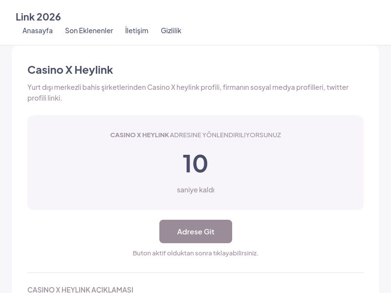 Casino X Heylink - Link 2026 - Ekran Görüntüsü