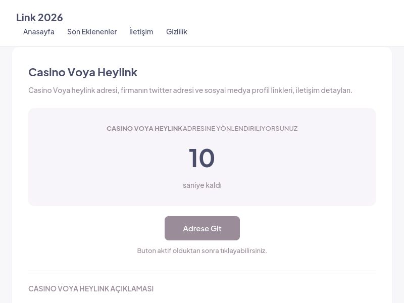 Casino Voya Heylink - Link 2026 - Ekran Görüntüsü