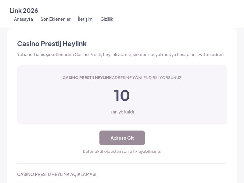 Casino Prestij Heylink - Link 2026 - Ekran Görüntüsü