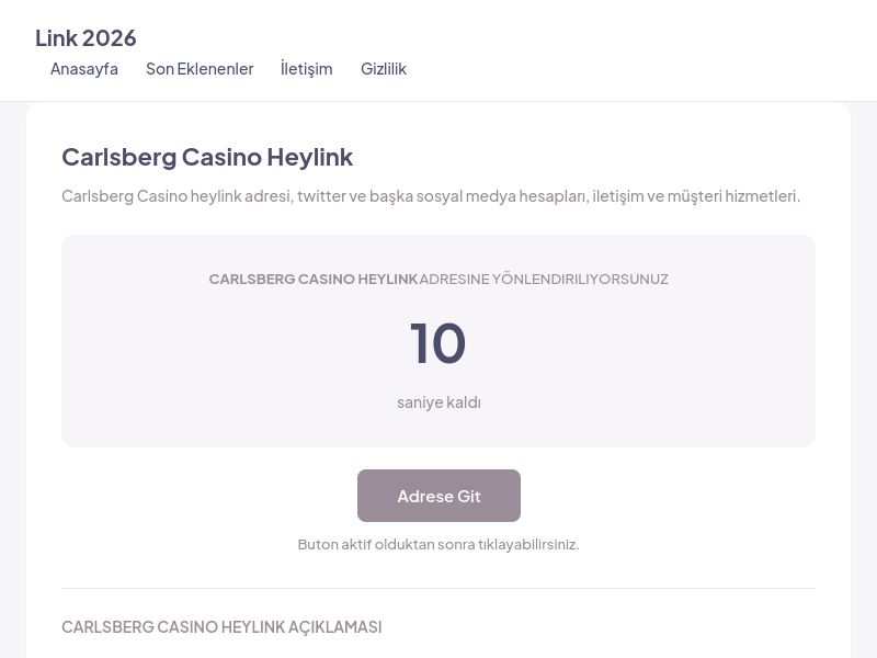 Carlsberg Casino Heylink - Link 2026 - Ekran Görüntüsü