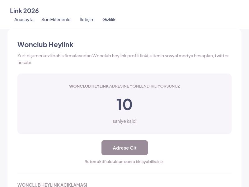 Wonclub Heylink - Link 2026 - Ekran Görüntüsü