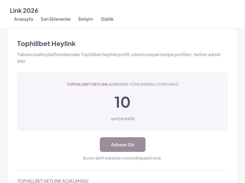Tophillbet Heylink - Link 2026 - Ekran Görüntüsü