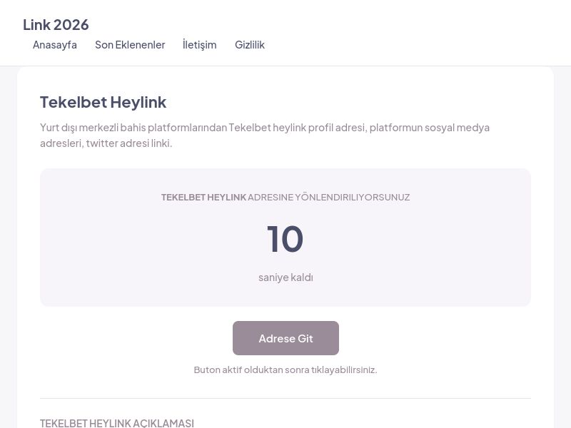 Tekelbet Heylink - Link 2026 - Ekran Görüntüsü