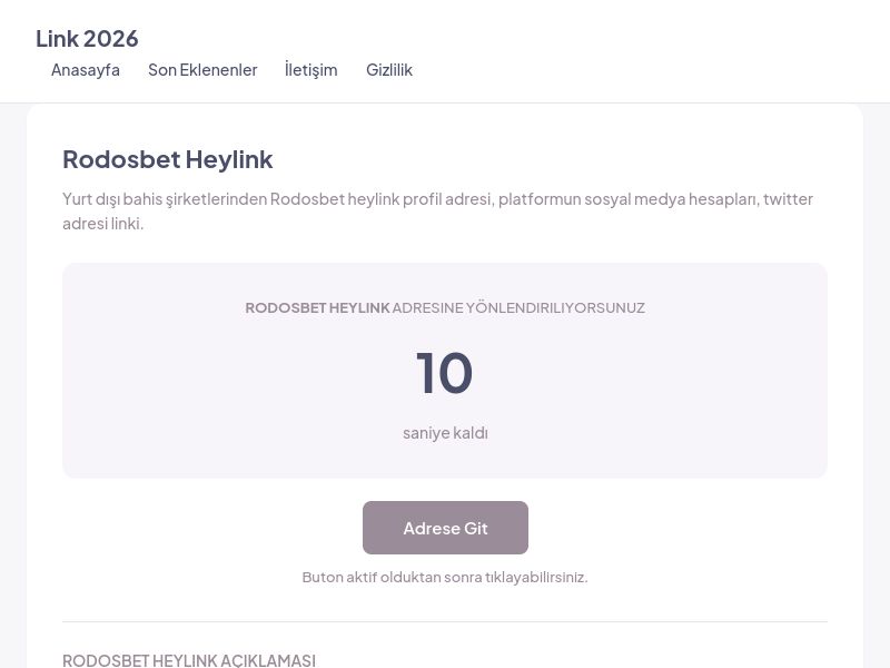 Rodosbet Heylink - Link 2026 - Ekran Görüntüsü