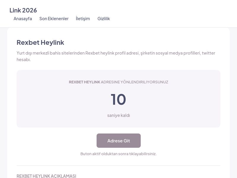 Rexbet Heylink - Link 2026 - Ekran Görüntüsü