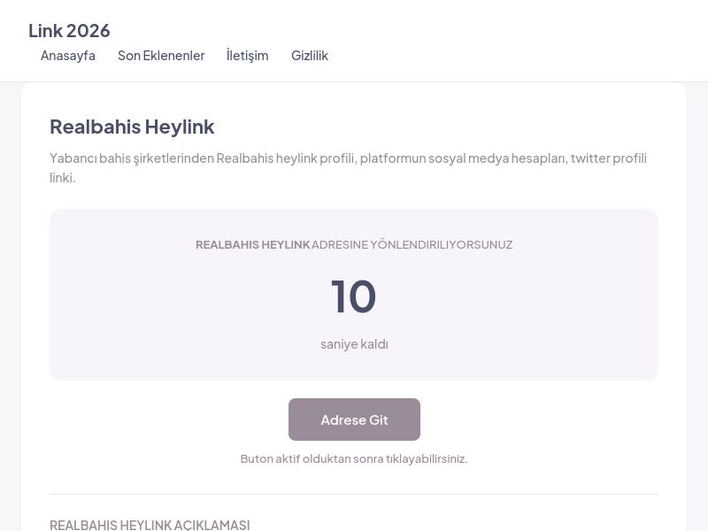 Realbahis Heylink - Link 2026 - Ekran Görüntüsü