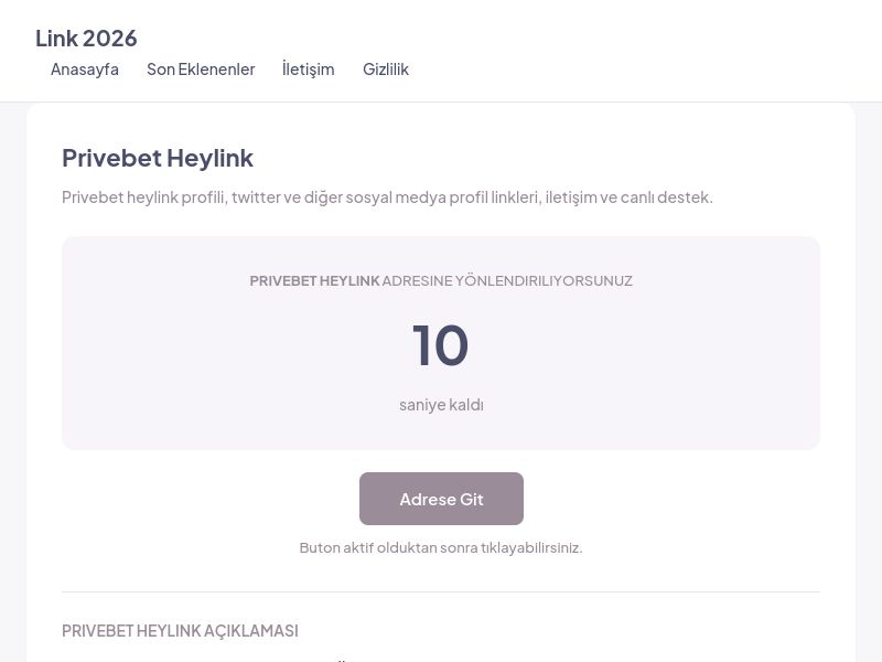 Privebet Heylink - Link 2026 - Ekran Görüntüsü