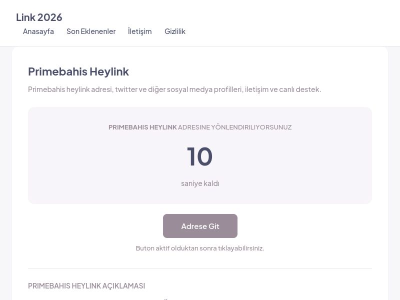 Primebahis Heylink - Link 2026 - Ekran Görüntüsü