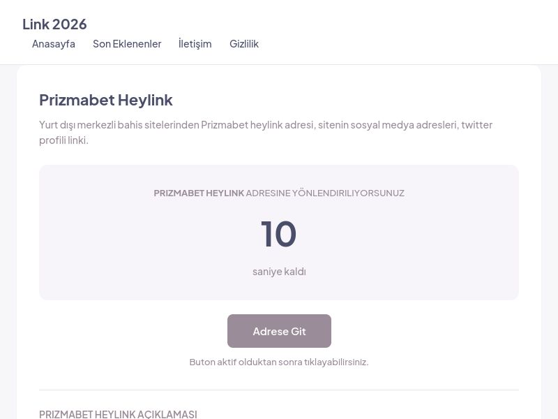 Prizmabet Heylink - Link 2026 - Ekran Görüntüsü